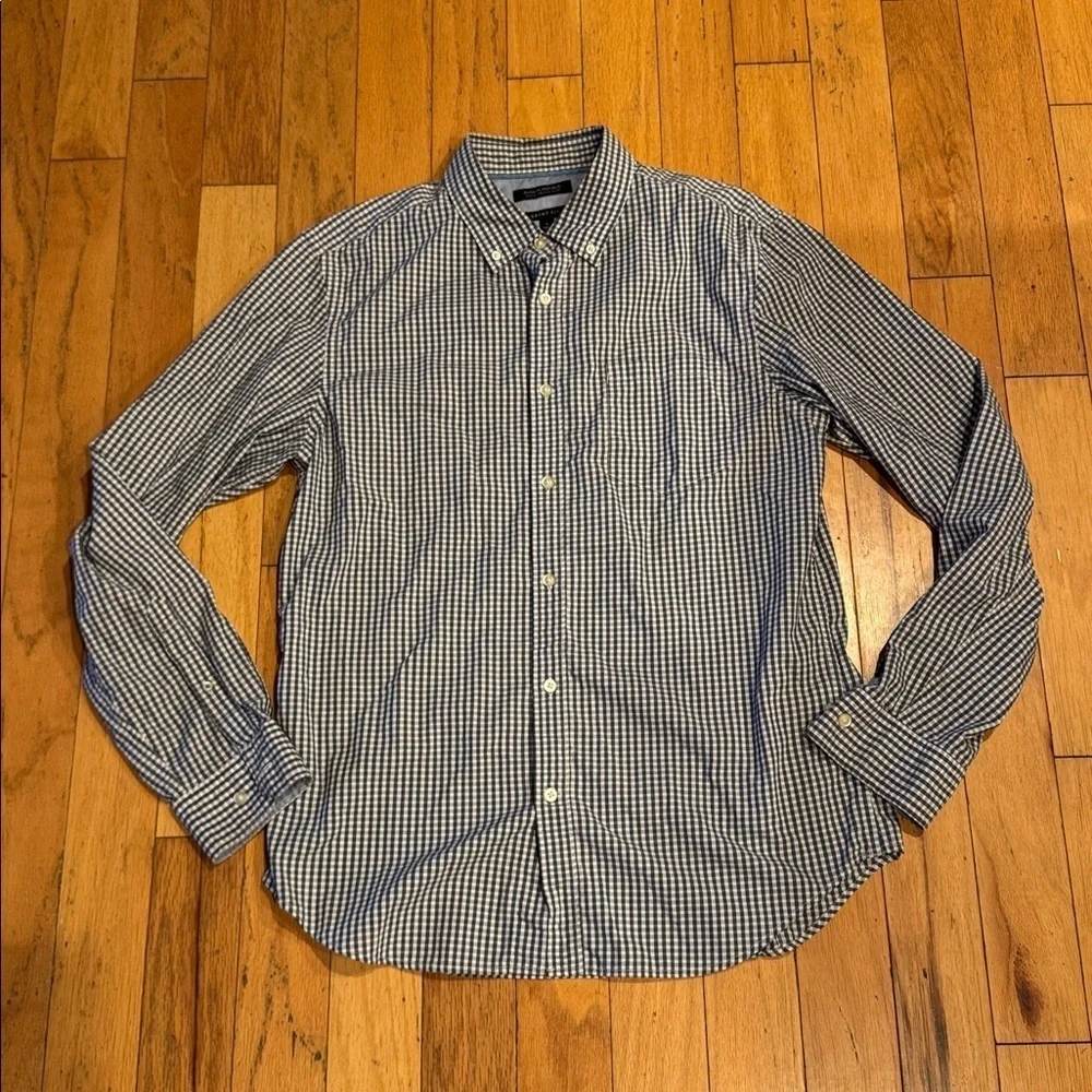 Banana Republic | Men’s Navy Blue Plaid Shirt | Grant Fit | size L